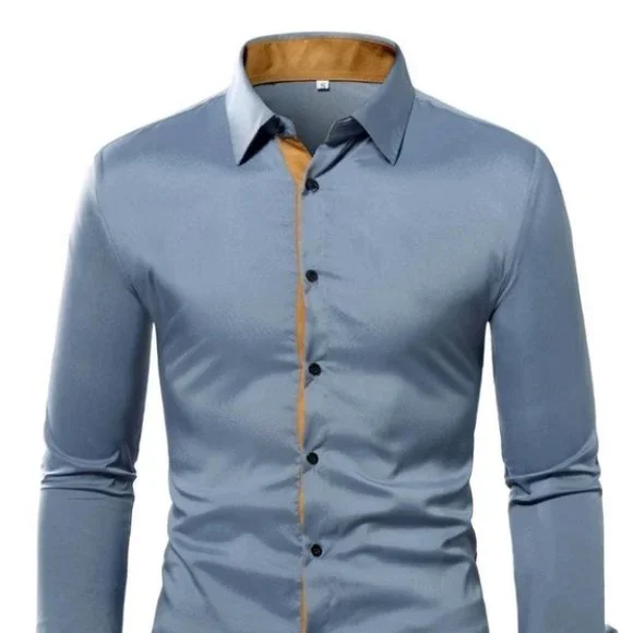 Grey Mens Button Up Tee Shirt - Picture 1 of 7